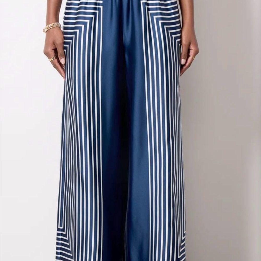 Hutch Navy and White Geometric Wide Leg Pants